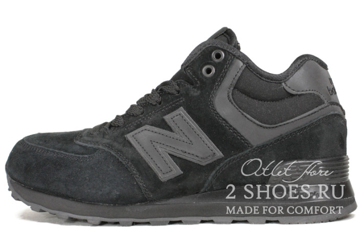 Кроссовки New Balance 574 High Winter Triple Black  черные