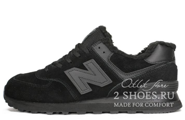 Кроссовки New Balance 574 Winter Triple Black  черные