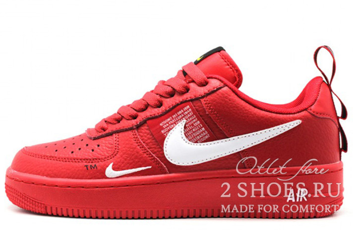 Кроссовки Nike Air Force 1 Low LV8 Utility Red AJ7747-800 красные, кожаные