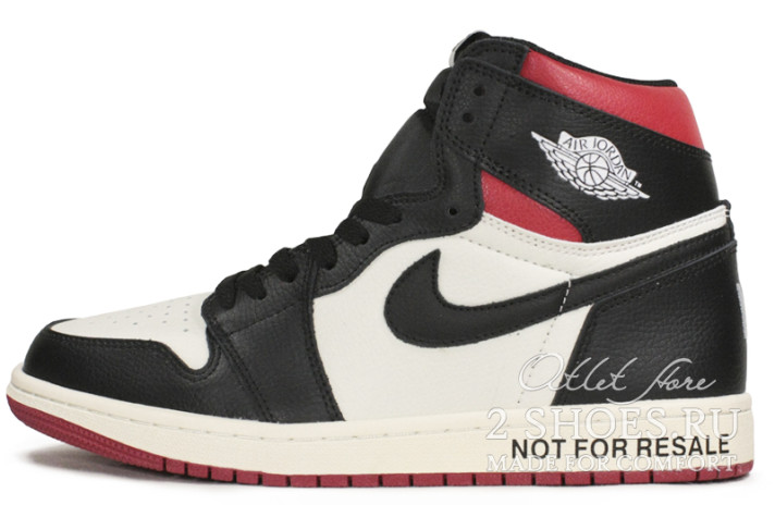 Кроссовки Nike Air Jordan 1 High Not for Resale Varsity Red 861428-106 белые, черные, кожаные